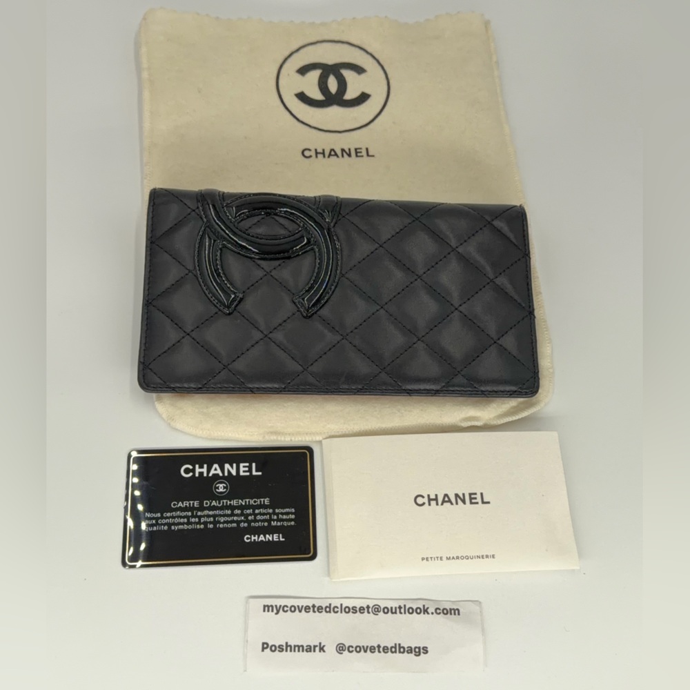 CHANEL Cambon Quilted Checkbook Wallet w/Bright Pink Interior and Entrupy COA